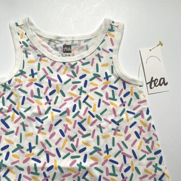 NEW Tea Collection Pink Geometric Ruffle Dress - Picture 2 of 5